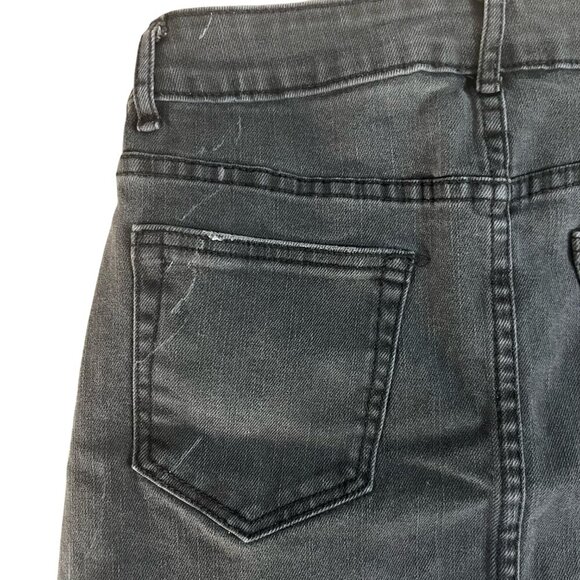 Women’s Black Denim Mini Skirt Star Stud Embellished Raw Frayed Hem Size S - Picture 8 of 10